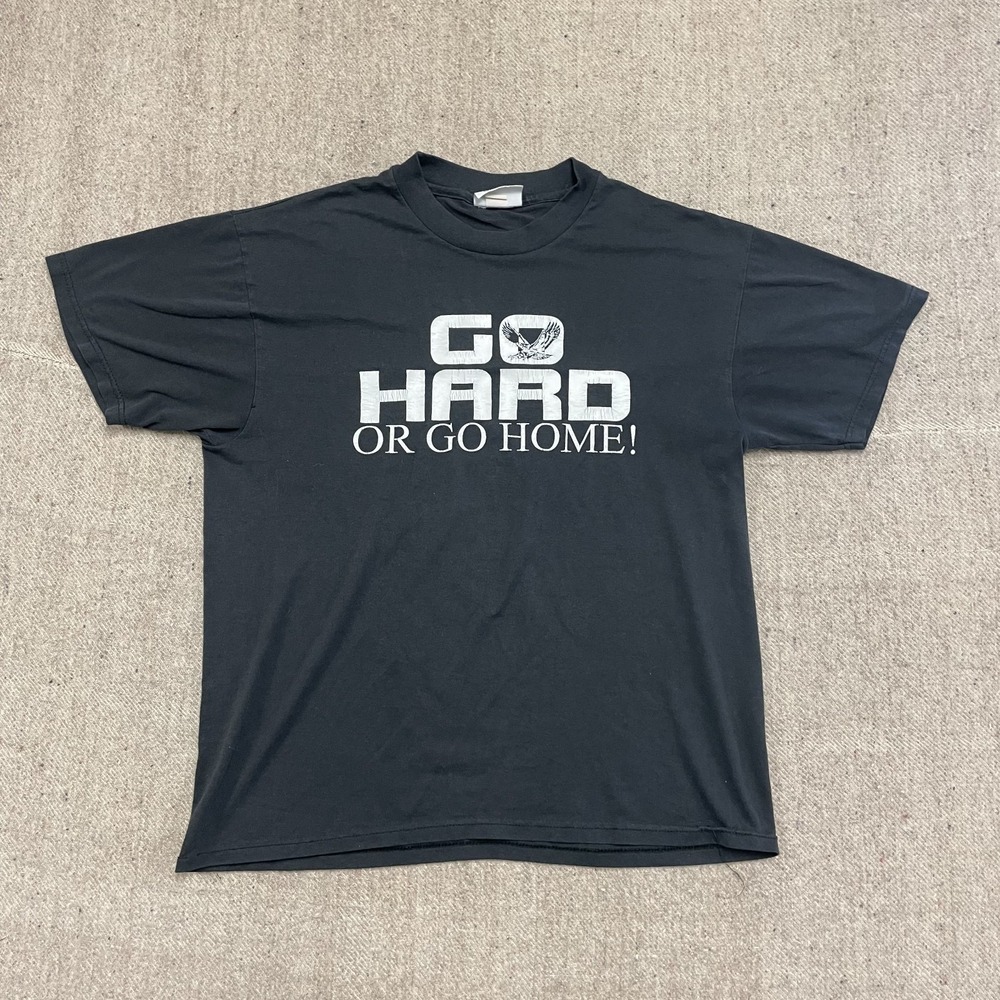 vintage GO HARD or go home shirt mens large Black 2000s y2k eagle